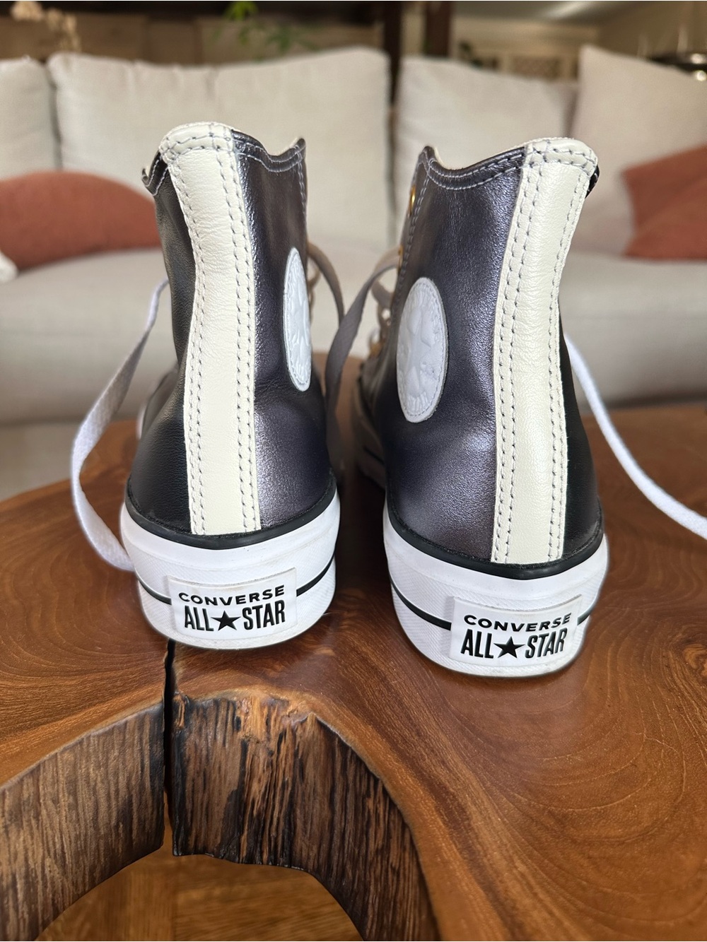 Converse High-Top Sneakers in Dark Brown and White - Picture 2 of 4